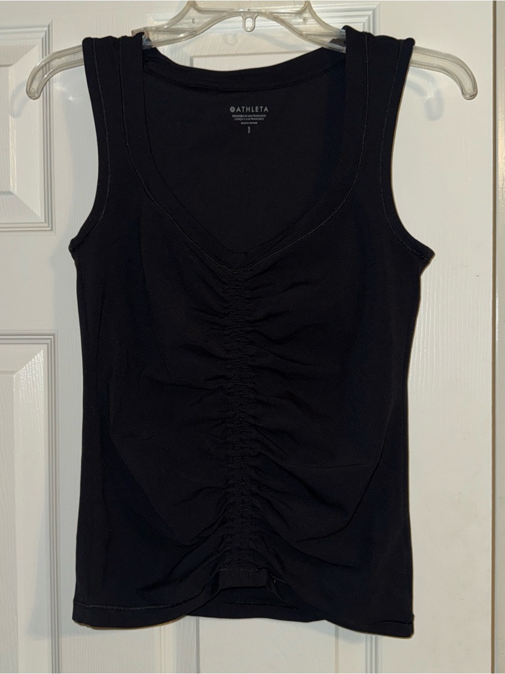 Athleta Black V-Neck Ruched Sleeveless Tank